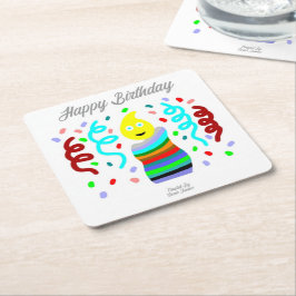 Posavasos Cuadrado De Papel Birthday Candle Greetings Square Paper Coaster
