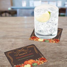 Posavasos Cuadrado De Papel Bíster de la calabaza de Acción de Gracias naranja