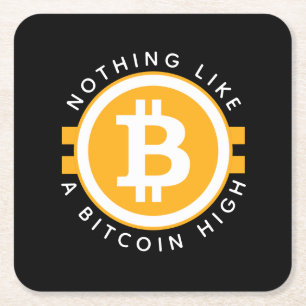 Posavasos Cuadrado De Papel Bitcoin alto