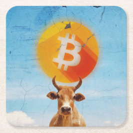 Posavasos Cuadrado De Papel Bitcoin Resilient Bull
