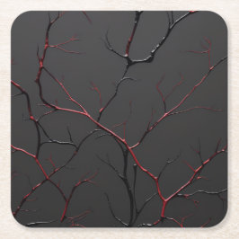 Posavasos Cuadrado De Papel Black and Red Veins