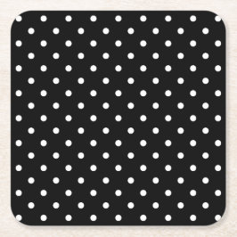Posavasos Cuadrado De Papel Black and white Polka Dots