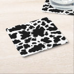 Posavasos Cuadrado De Papel Black Cow Spots Print Cowboy Farmer<br><div class="desc">Clásica y moderna piel de vaca negra y blanca diseño decoración y regalos en casa. Huella animal de manchas de vacas</div>