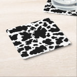 Posavasos Cuadrado De Papel Black Cow Spots Print Cowboy Farmer<br><div class="desc">Clásica y moderna piel de vaca negra y blanca diseño decoración y regalos en casa. Huella animal de manchas de vacas</div>