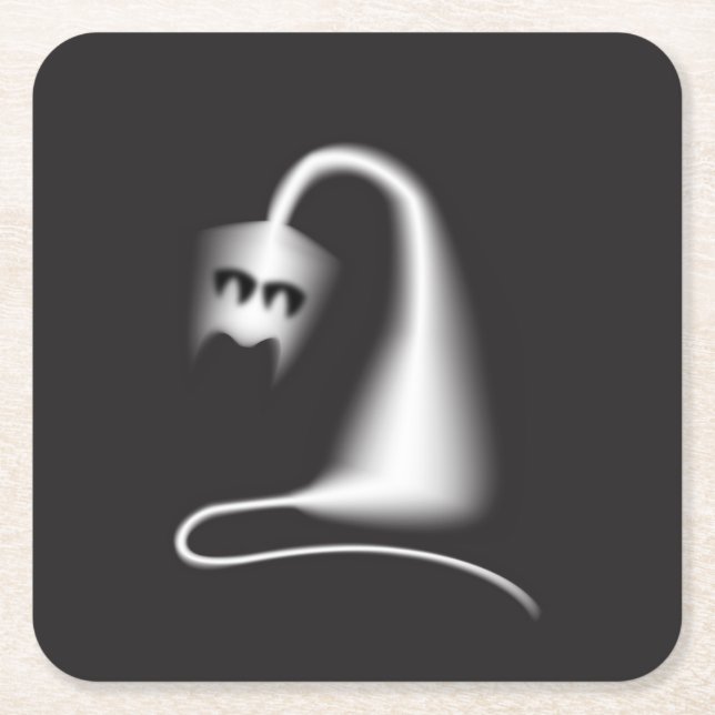 Posavasos Cuadrado De Papel Black ghost cat (Anverso)