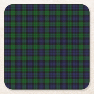 Posavasos Cuadrado De Papel Black Watch Tartan Plaid Scottish Plaid Pattern