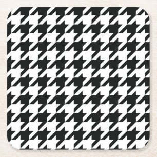 Posavasos Cuadrado De Papel Black White Classic Houndstap Check