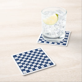 Posavasos Cuadrado De Papel Blanco azul de hoja de juego de Word