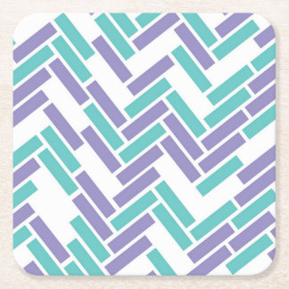 Posavasos Cuadrado De Papel Blanco geométrico, trullo y diseño púrpura del