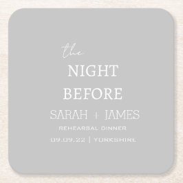 Posavasos Cuadrado De Papel Blanco gris la noche antes del ensayo Fiesta de la