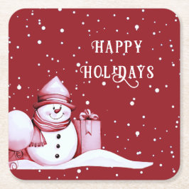 Posavasos Cuadrado De Papel Blandiblanco de Papel de Navidad con Hombre de Nie