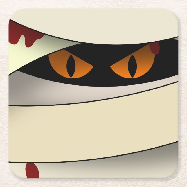 Posavasos Cuadrado De Papel Bleeding Mummy Halloween (Anverso)