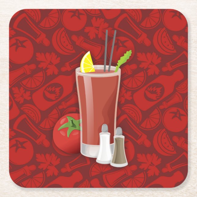 Posavasos Cuadrado De Papel Bloody Mary (Anverso)