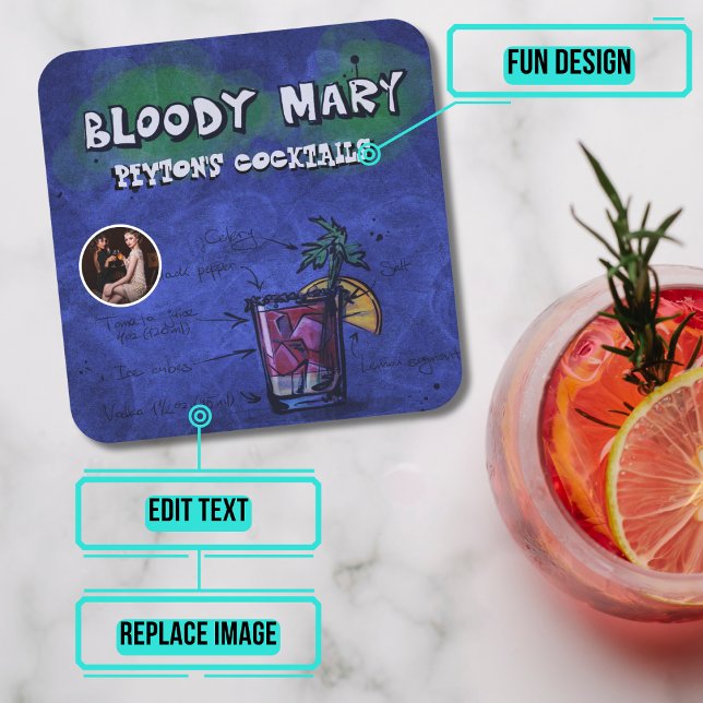 Posavasos Cuadrado De Papel Bloody Mary Cocktail Fiesta (Please enjoy our design and see the others in the collection.)