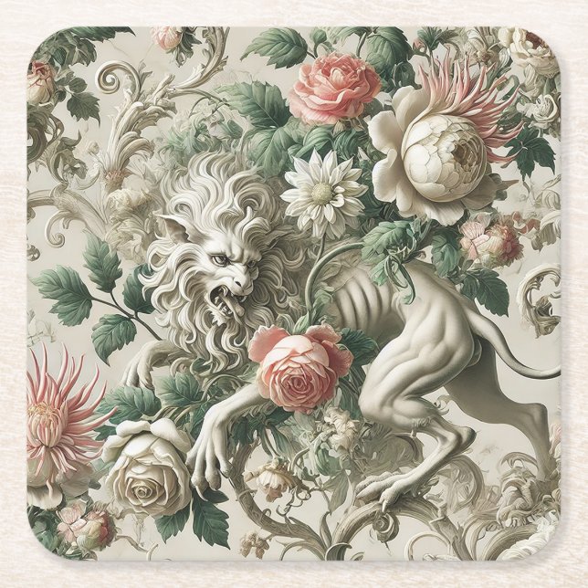 Posavasos Cuadrado De Papel Bloombound Sentinel – Gothic Floral Design (Anverso)