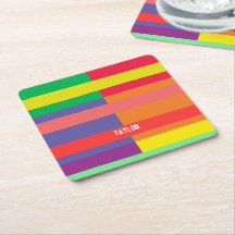 Bloque de color Banda Monograma Nombre Arcoiris