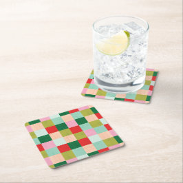 Posavasos Cuadrado De Papel Bloque de color de mora y brillante