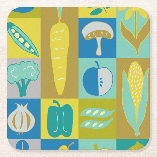 Posavasos Cuadrado De Papel Bloques de vegetación II (Anverso)