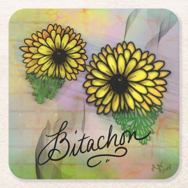 Posavasos Cuadrado De Papel Blossom Coaster de Bitachon (Anverso)