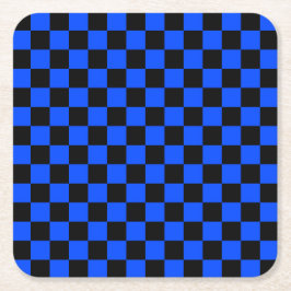 Posavasos Cuadrado De Papel Blue and black checkerboard pattern