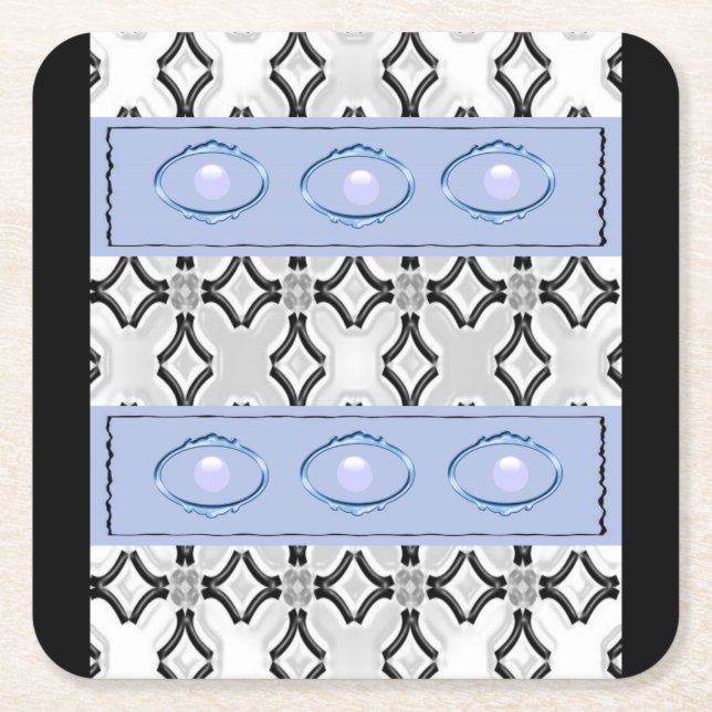 Posavasos Cuadrado De Papel Blue Black Coaster (Anverso)