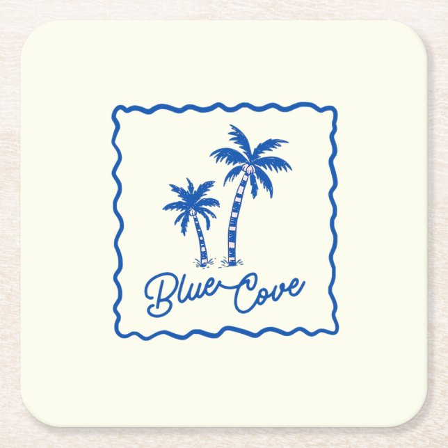 Posavasos Cuadrado De Papel Blue Cove (Anverso)