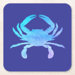 Posavasos Cuadrado De Papel Blue Crab<br><div class="desc">Modern elegant  blue crab on black background</div>