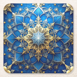 Posavasos Cuadrado De Papel Blue Decorative Holiday Paper Coaster