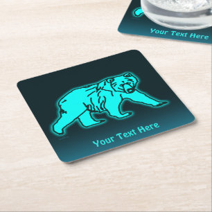 Posavasos Cuadrado De Papel Blue Kodiak Bear