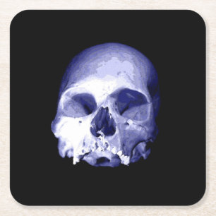 Posavasos Cuadrado De Papel Blue Skull