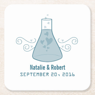 Posavasos Cuadrado De Papel Blue Sweet Chemistry Boda Paper Coasters