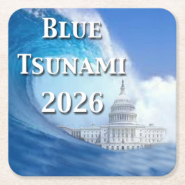 Posavasos Cuadrado De Papel Blue Tsunami Election 2026