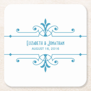 Posavasos Cuadrado De Papel Blue v2 Fancy Ornamental Paper Coasters