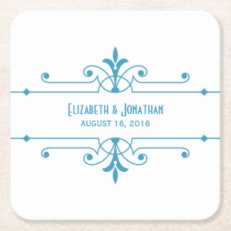 Posavasos Cuadrado De Papel Blue v2 Fancy Ornamental Paper Coasters
