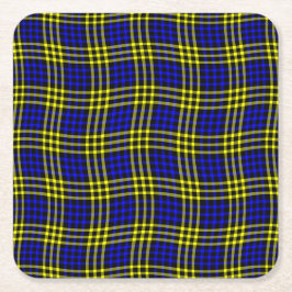 Posavasos Cuadrado De Papel Blue Yellow Plaid Checker Seamless Pattern