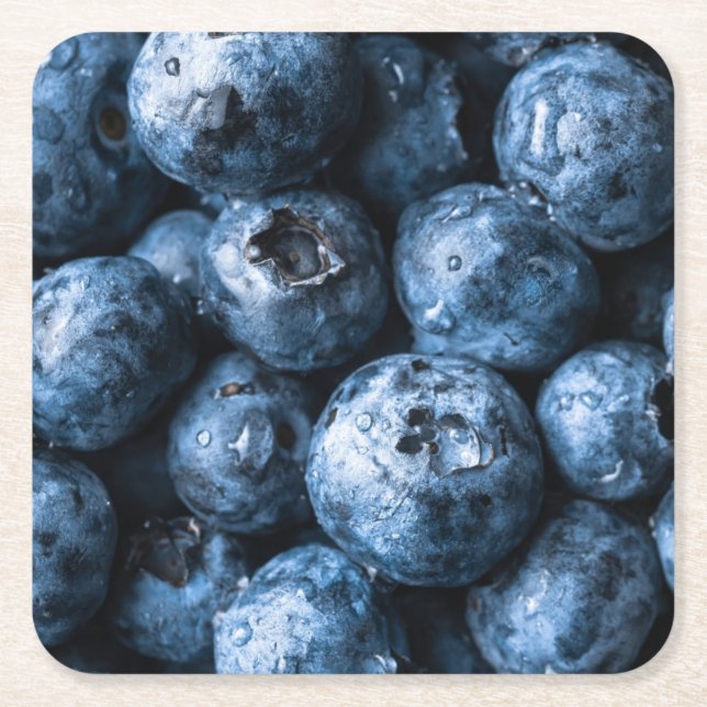 Posavasos Cuadrado De Papel Blueberries Fruit (Anverso)