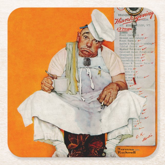 Posavasos Cuadrado De Papel Blues del Día de Acción de Gracias (Anverso)