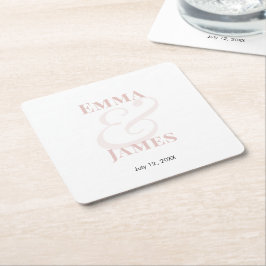 Posavasos Cuadrado De Papel Blush Ampersand Boda | 