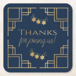 Posavasos Cuadrado De Papel BM Bar o Bat Mitzvah Navy Art Deco<br><div class="desc">Bar Mitzvah o Bat Mitzvah, fiesta temática "Art Deco" de la Marina a favor de la montaña rusa de papel. Todos los elementos de diseño se pueden editar: borrar, mover, cambiar de tamaño, etc. Personalice el texto editable eliminando y reemplazando por el suyo propio. Elija su estilo de fuente, color...</div>