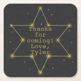 Posavasos Cuadrado De Papel BM Bar o Bat Mitzvah Space Star of David