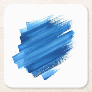 Posavasos Cuadrado De Papel Bocas de pincel de color azul 🖌️