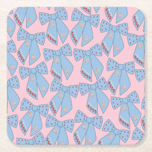 Posavasos Cuadrado De Papel Bocos De Color Rosa Y Azul