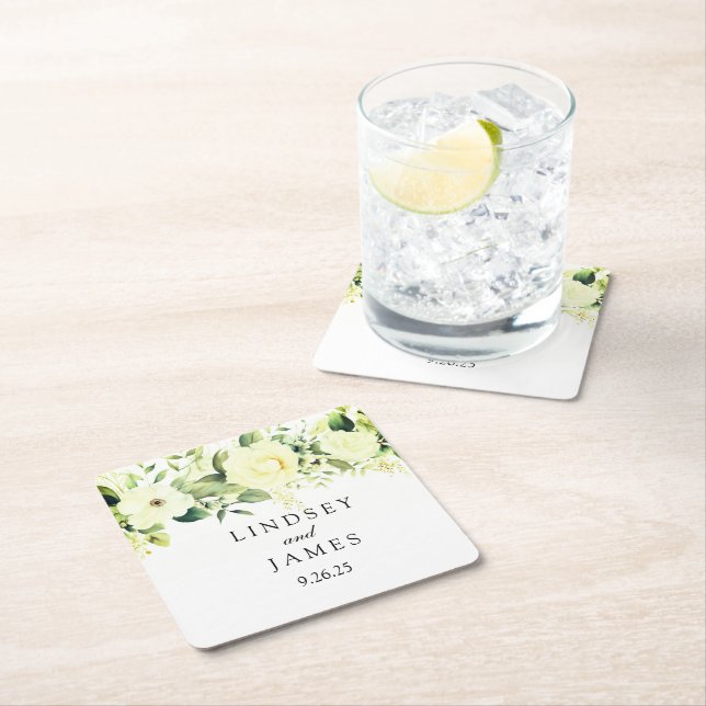 Posavasos Cuadrado De Papel Boda (In situ)