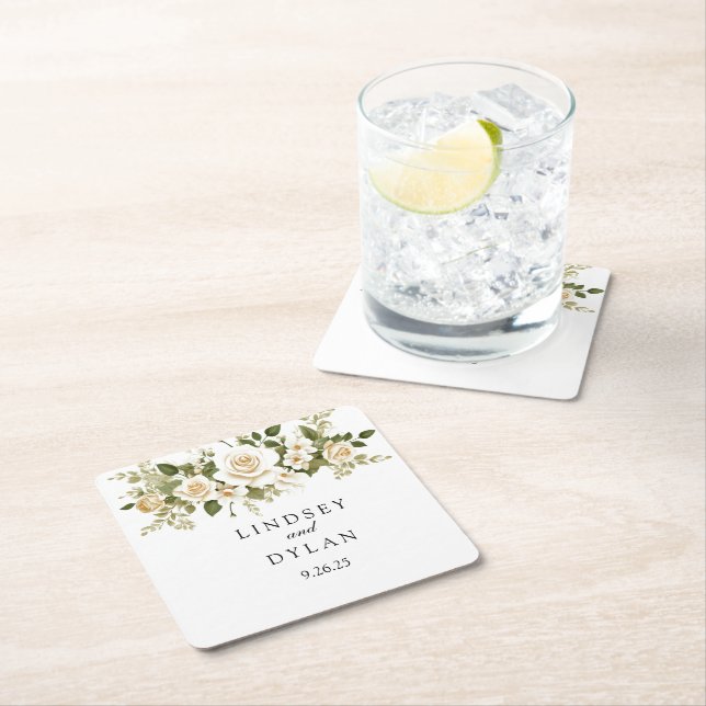 Posavasos Cuadrado De Papel Boda (In situ)