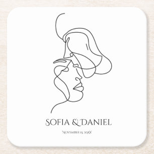 Posavasos Cuadrado De Papel Boda artístico elegante minimalista