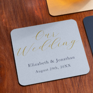 Posavasos Cuadrado De Papel Boda azul opulento