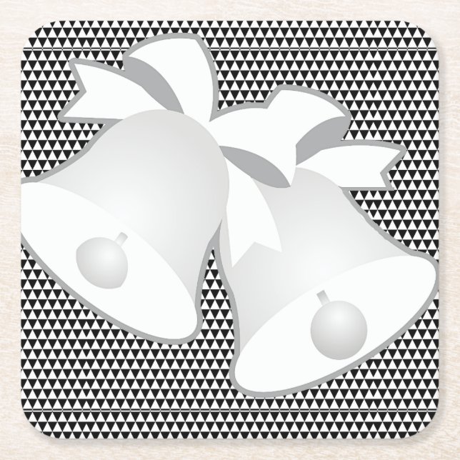 Posavasos Cuadrado De Papel Boda Bells (Anverso)