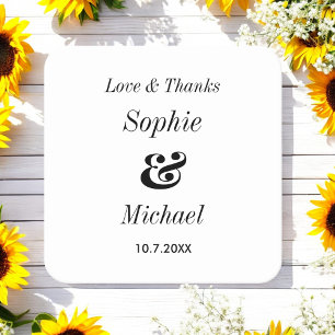 Posavasos Cuadrado De Papel Boda blanco negro Novia Groom