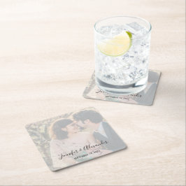 Posavasos Cuadrado De Papel Boda boho foto elegante rústica