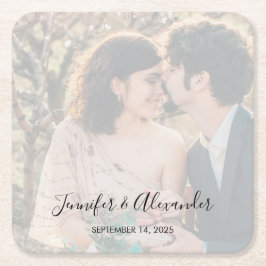 Posavasos Cuadrado De Papel Boda boho foto elegante rústica